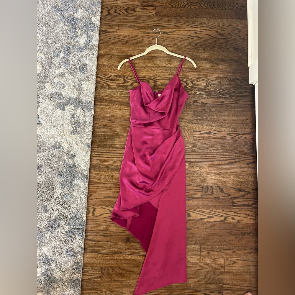 Elliatt Pink Asymmetrical satin dress
